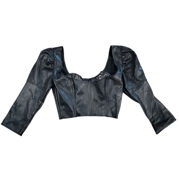 Victoria’s Secret Faux Leather Crop Bra Top Black 34B Goth Grunge - Picture 3 of 7